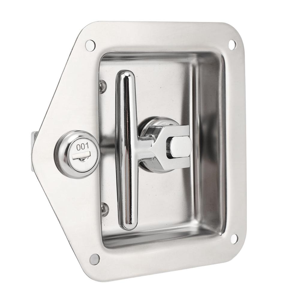 T Handle Tool Box Latch 4.9 X 4.7in Highly Polished Stainless Steel RV Toolbox Handle Lock with Keys Gasket for Caravan