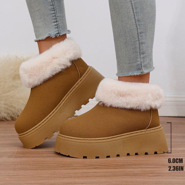 Large Size Thick-soled Snow Boots for Women's Autumn and Winter New Flipped Plush Thickened Warm Snow Boots for Women