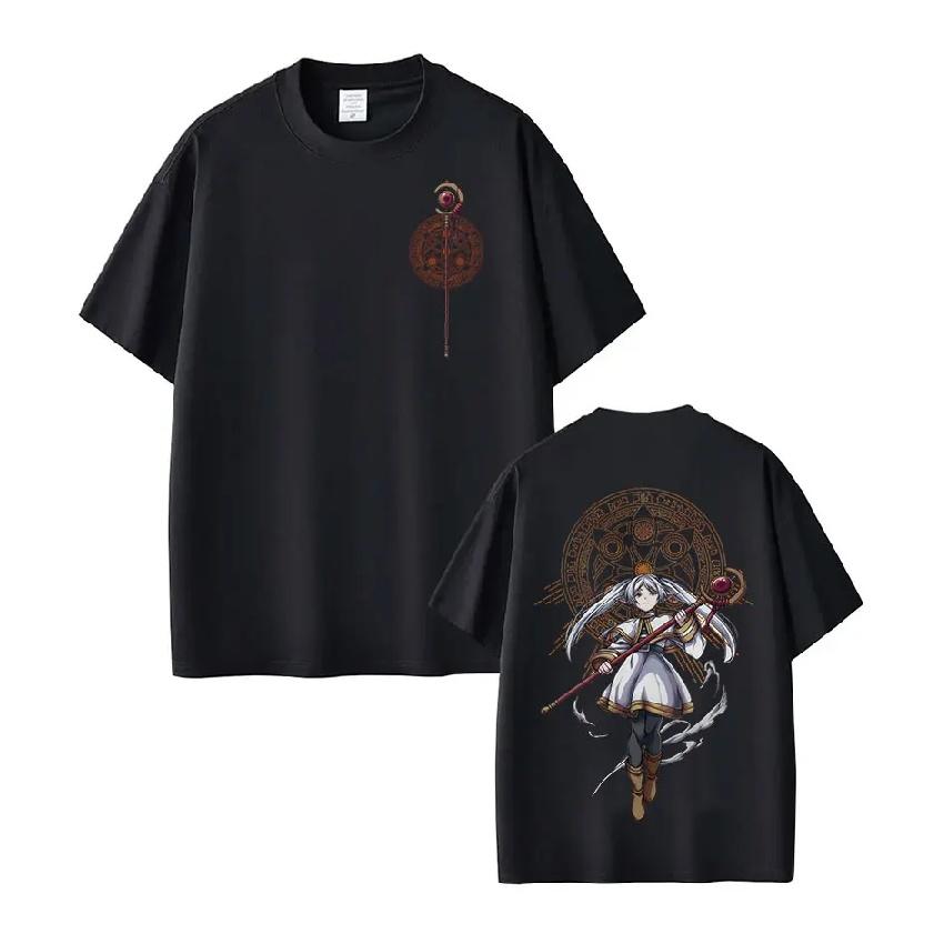

Anime Frieren_ Beyond Journey s End Frieren T Shirt Manga Harajuku T-shirt Men Women Fashion Short Sleeve Cotton Summer T-shirts S чёрный