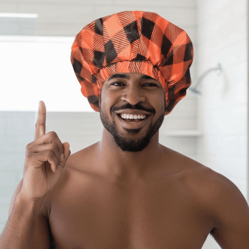 Waterproof Double Layer Bath Cap Anti-Fouling Shampoo Cap Print Hat Shower Cap  Swimming