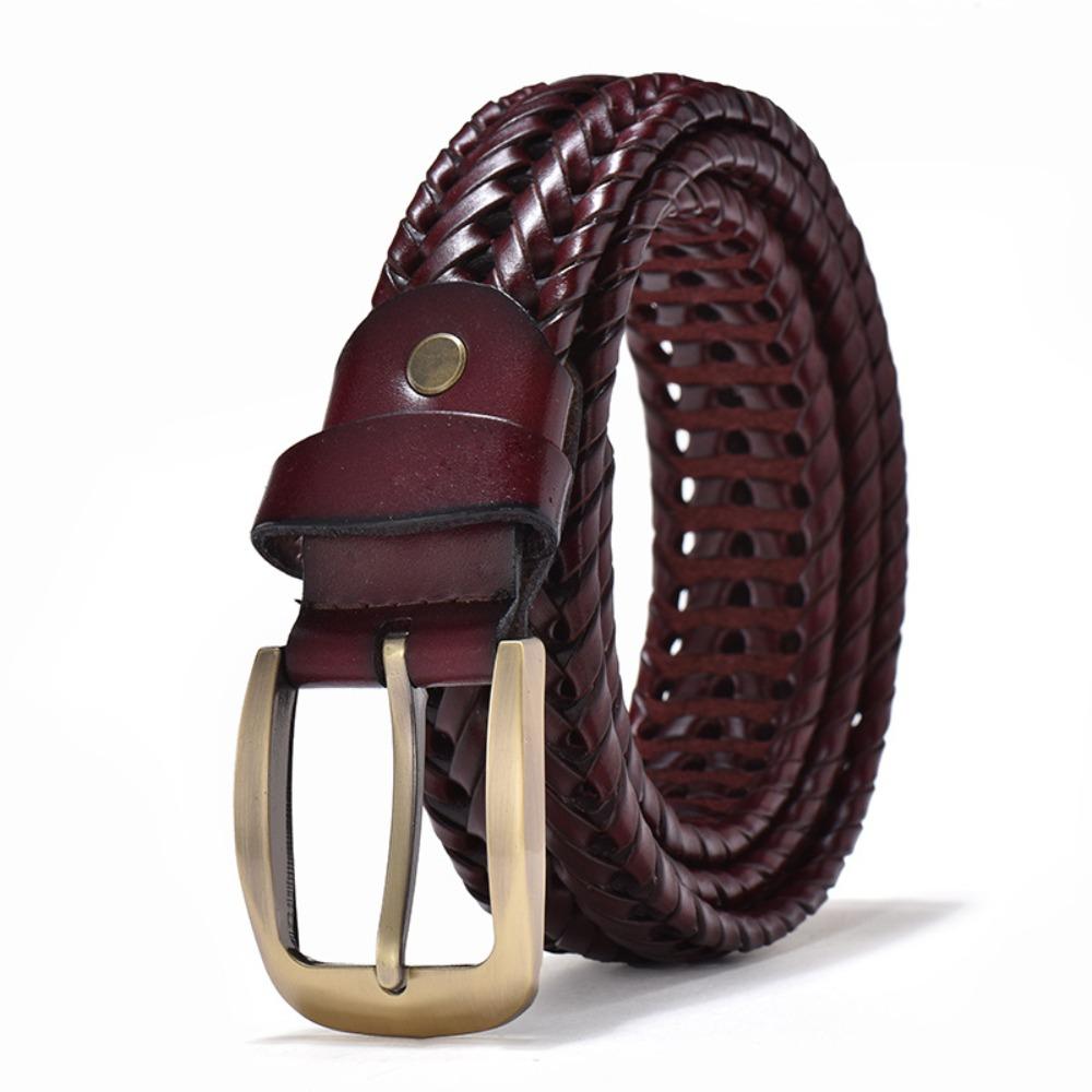 Waistband Weave Belt Men 3.5cm Width Braided Waist Belt Luxury Woven Leather Belts  Male
