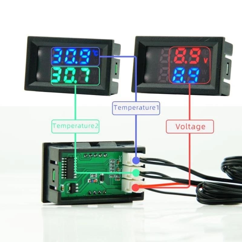 1pc Mini Direct Current 4-28V Digital Thermometer Double Display Detectors Snowmobile Candle Temperature Car Thermom