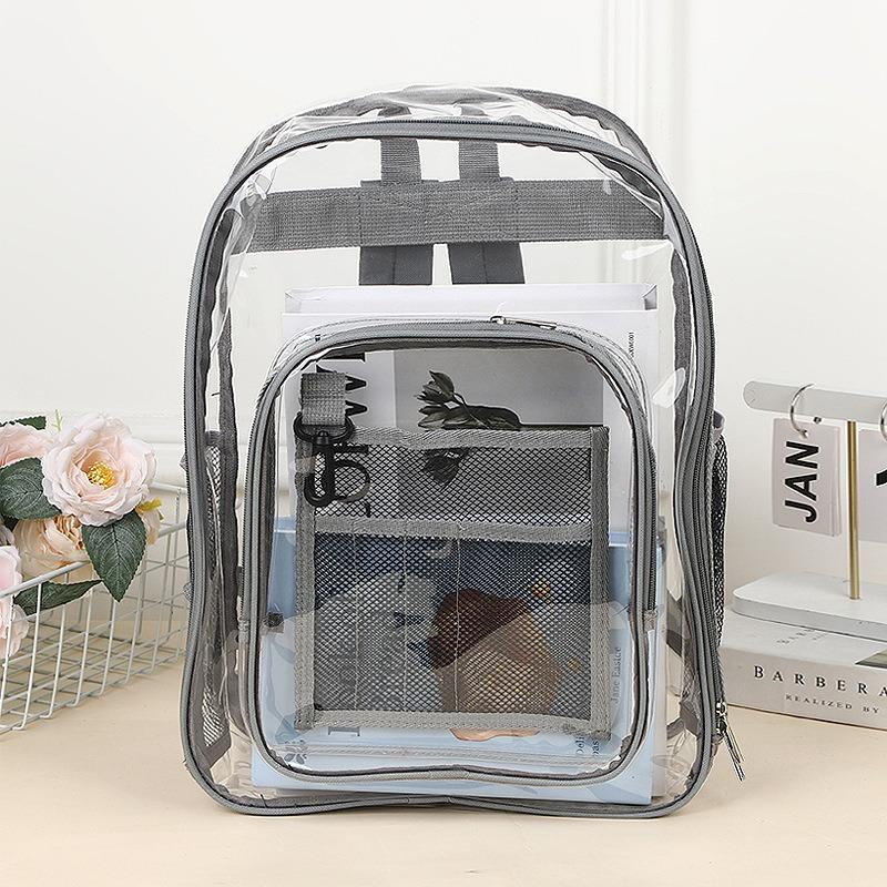 Transparent Backpack Wear-resistant Pvc Schoolbag Shoulder Portable Primary and Secondary School Students School Backpack Large Capacity Travel