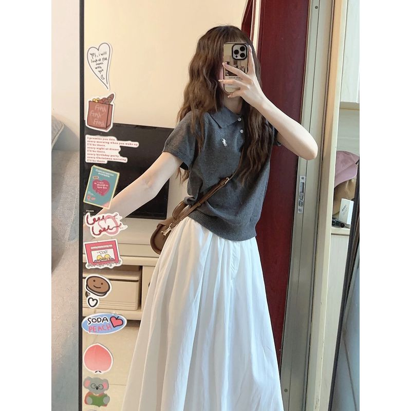 

Серое поло с коротким рукавом, летний свободный тонкий трикотаж Gray XL recommended 57.50 kg-65.00 kg