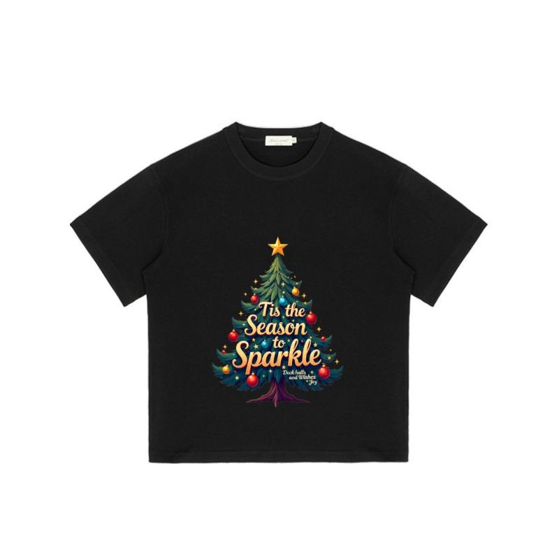 Christmas Tree T Shirt Black Sparkle Holiday Design with Season To Sparkle Text for Christmas Celebration