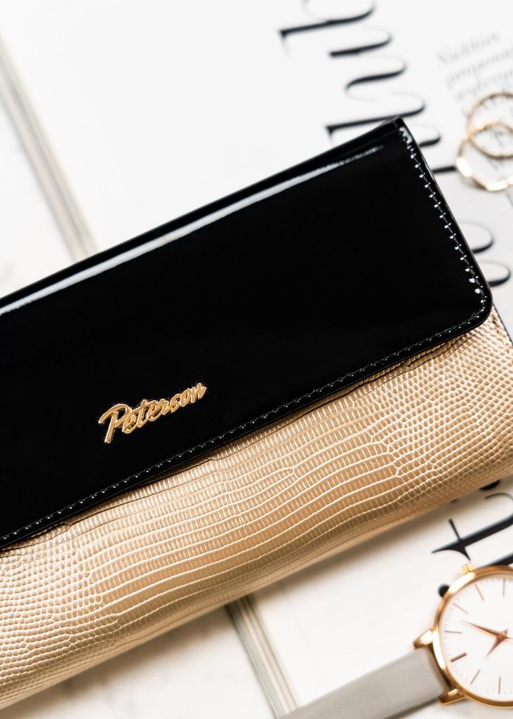PTN LJ-415-1643 Black-Gold Leather Wallet
