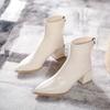 Short Boots Women's Thin High Heels New Women's Boots Medium Tube Pointed Fashion Boots Thick Heel Single Boots
