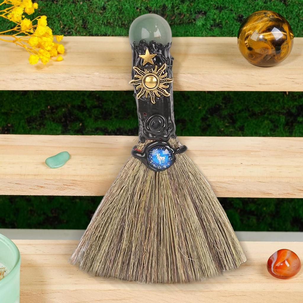 Halloween-Besen Kompakter Energie-Kristall Hexenbesen Für Schlafzimmer Reinigung Heilungsbedarf Heimdekoration Für Meditationsraum