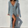Plus Size Women's Casual Knit Threaded Button Long Sleeve Cardigan Dresses