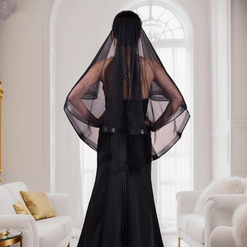 Sheer Veil Bridal Veil Bride To Be Gift, Bridal Shower, Wedding Black Veil