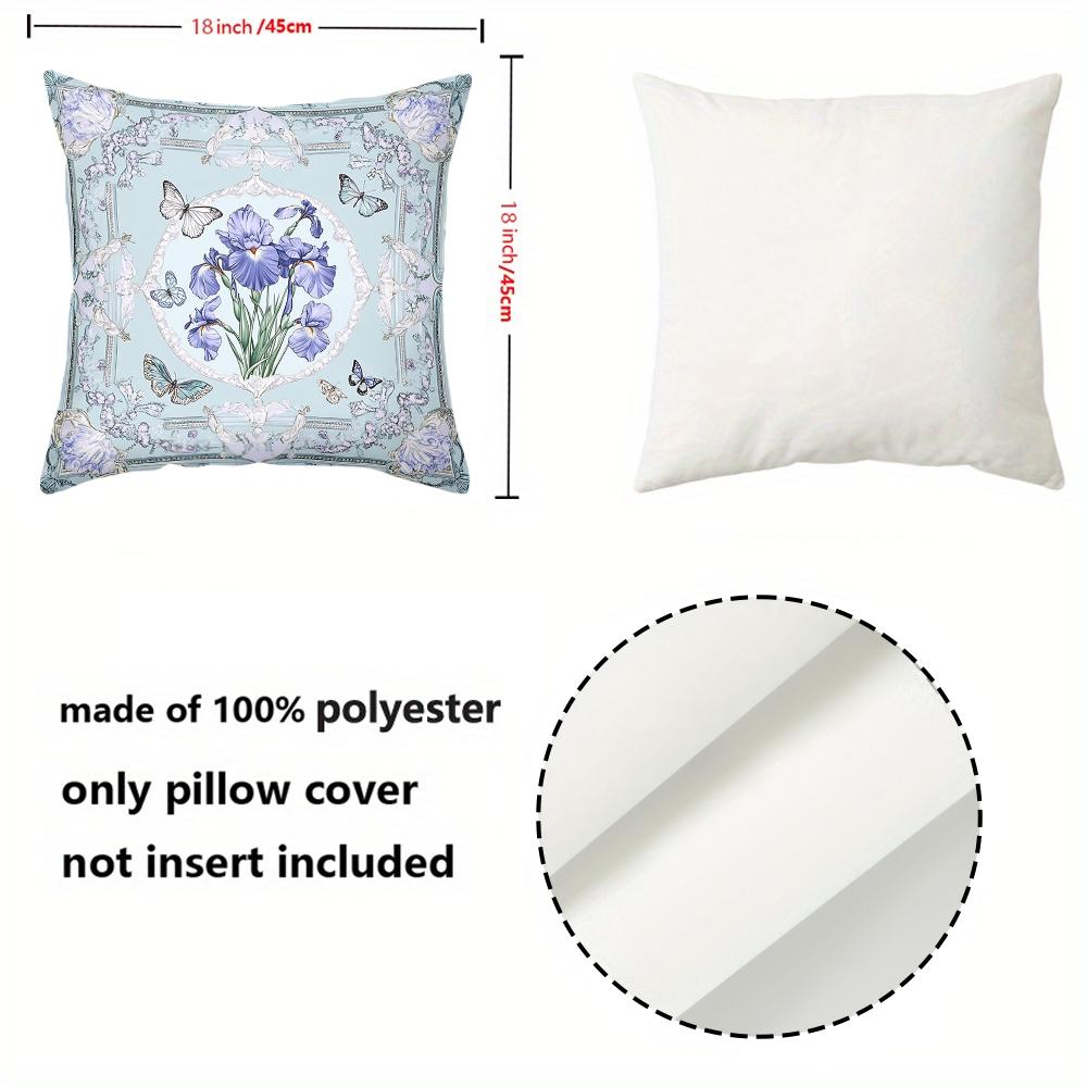 2D flat printing Floral Patterned Throw Pillows With Butterfly Design Polyester pillowcase, sofa decorative cushion cov