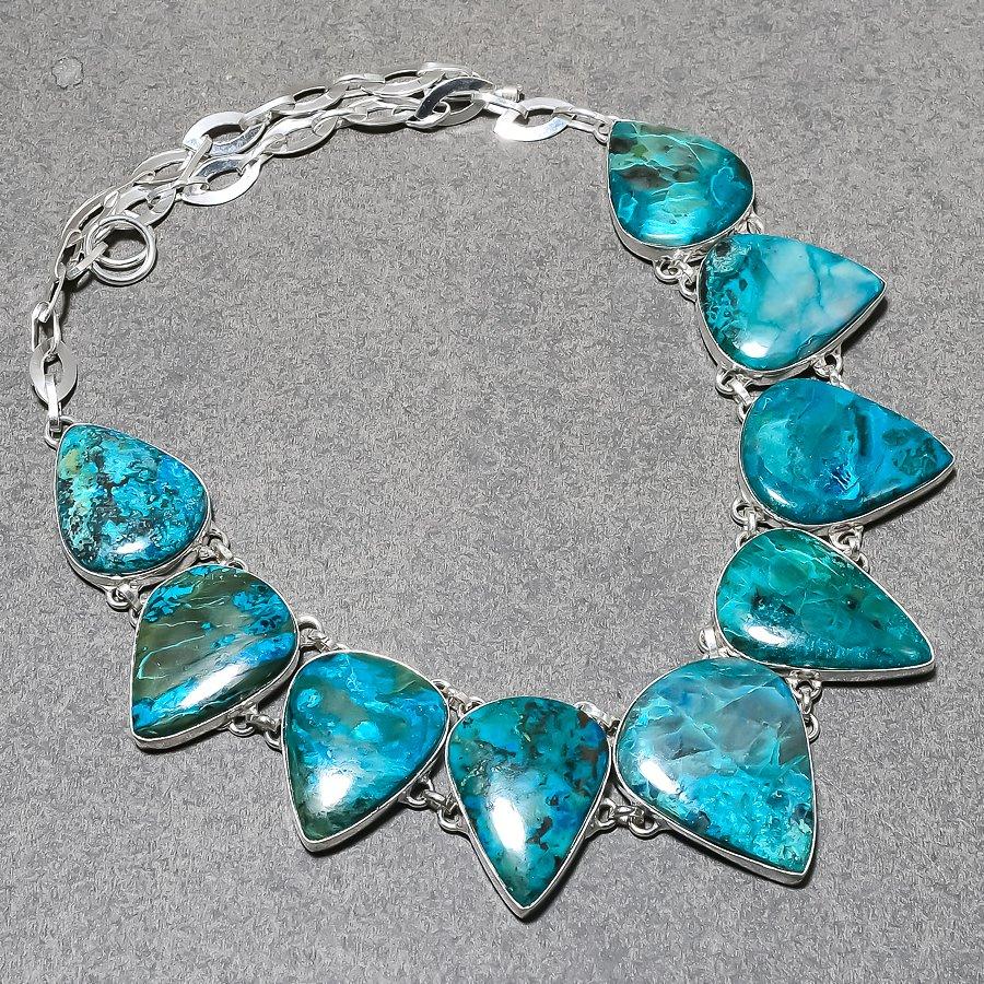 Natural Shattuckite Necklace 18" Adjustable Chain Pear Gemstone Jewelry PT 1710