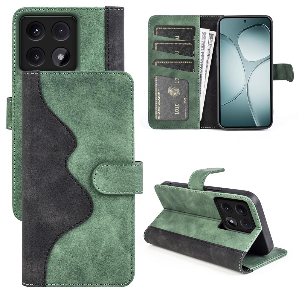 For Xiaomi 14T Wallet Case Leather Phone Cover Splicing Color