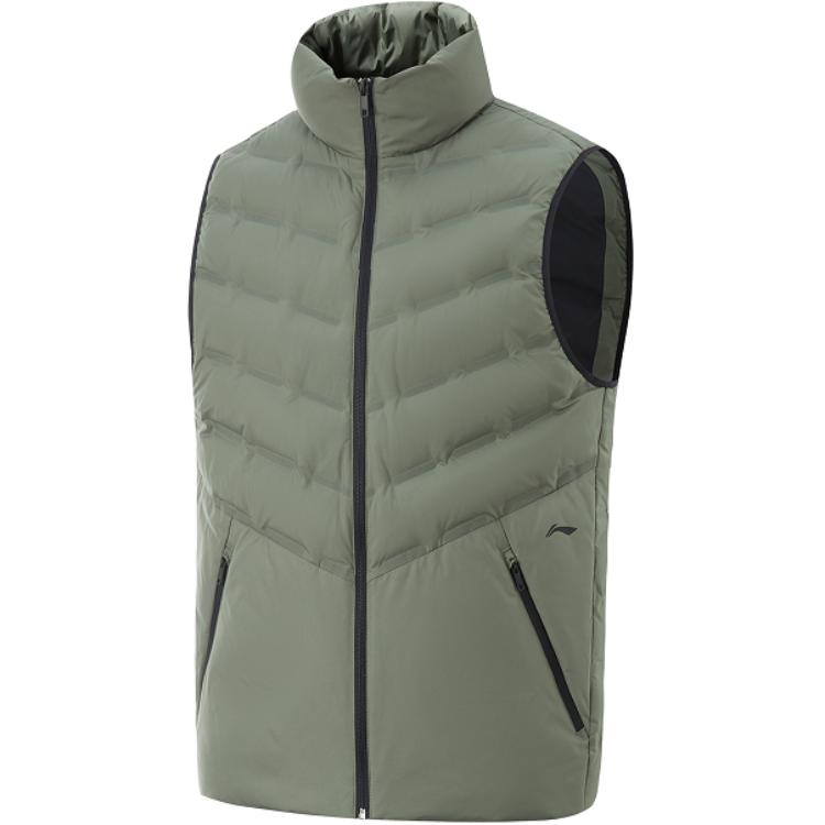 Li Ning Hot Pot Down Jacket Series Water-Resistant Casual Versatile Cold-Resistant Comfortable Solid Color Stand Collar Down Vest Winter AMRU041-3