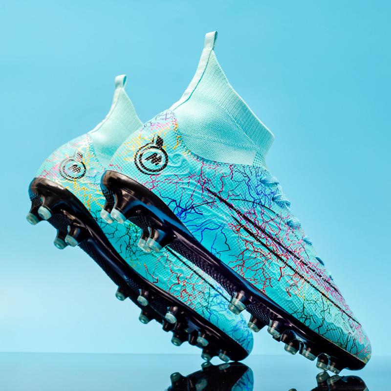 

Soccer Shoes Boys High Top Spikes Artificial Grass Assassin Training Shoes Shattered Spikes 33