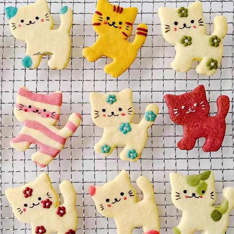 1Pc Cute Cartoon Cat Paw & Fishbone Cookie Cutter Set Baking Fondant Molds Tool for Cake Decoration Kitchen Cooking Accessories