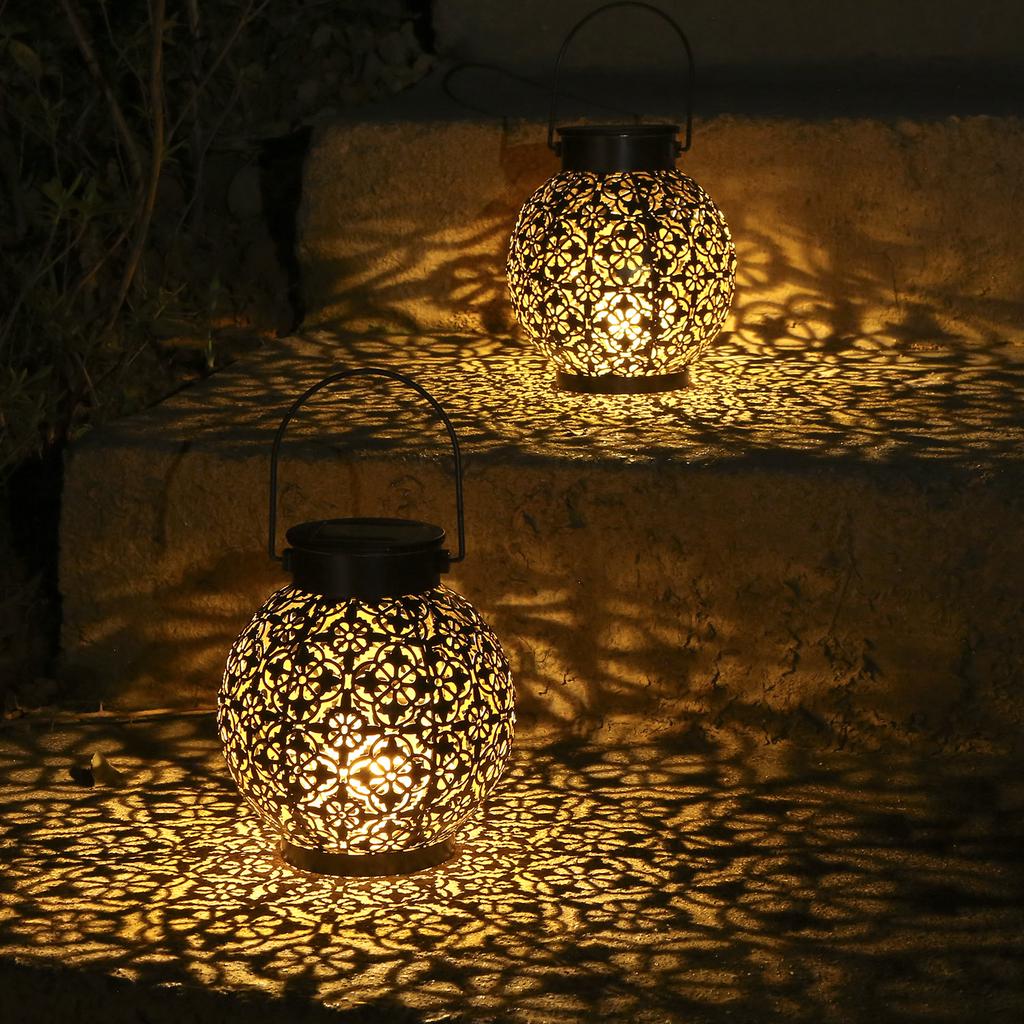 LED Solar Powered Licht Hängen Laterne Rattan Ball Lampe für Xmas Tree Decor