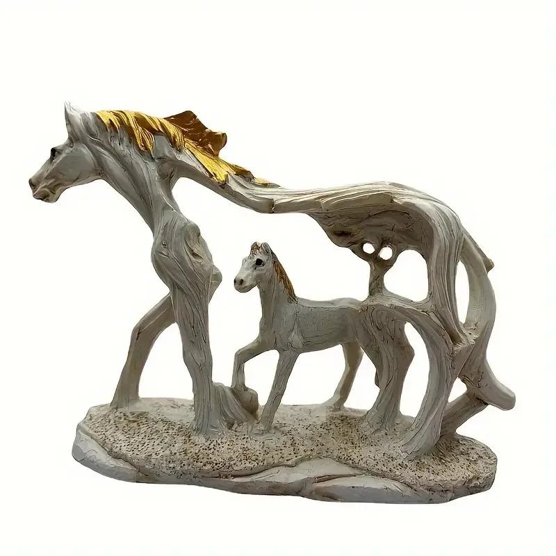 

1 шт. Фэн-шуй Статуя Матери-лошади, Статуя скачущей лошади, Скульптуры из смолы Матери, Винтажная статуэтка лошади, Декор для дома, комната белый