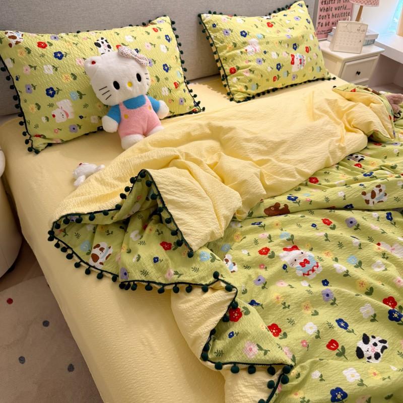 2026 A-Class Skin-Friendly Puff Cotton Bedding Set Soft Duvet Cover Bed Sheet Pillowcases
