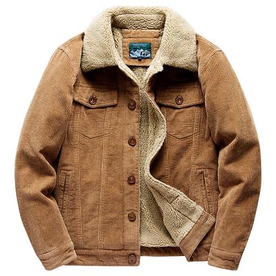 Men Corduroy Jackets Warm Fleece Coat Lambswool Lamb Velvet Parkas Fashion Cotton Casual Jacket Men