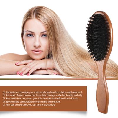 Cepillo de pelo de cerdas de jabalí Natural, peine ovalado, paleta antiestática, masaje del cuero cabelludo
