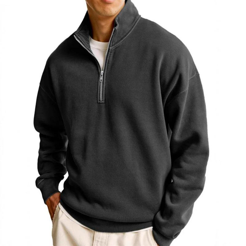 Men's Half Zip Sports Sweatshirt Stand Collar Long Sleeve Casual Everyday Pullover
