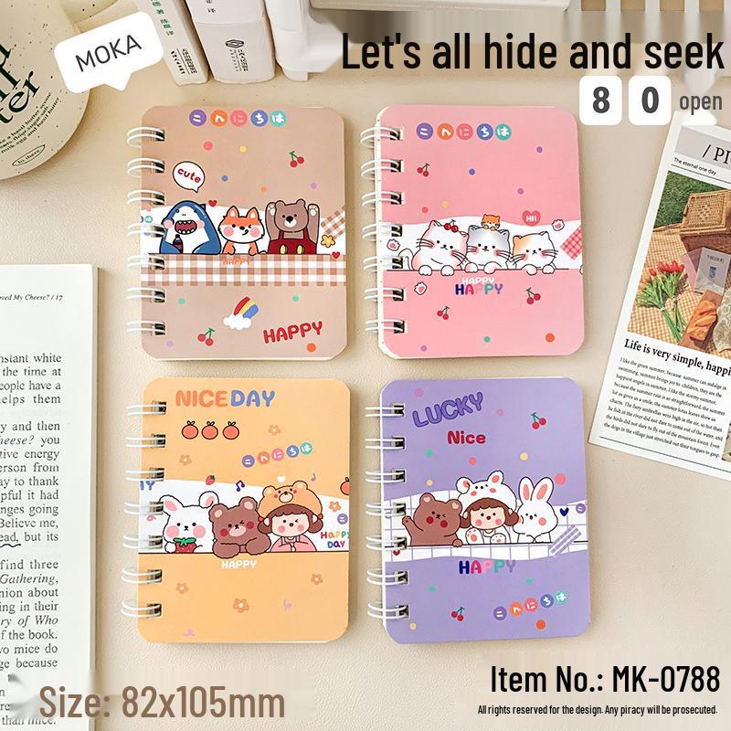 High-Value A7 Spiral Notebook - Cartoon Themed, Lined, Mini, Portable, Ideal for Elementary Students and Kids' Diaries