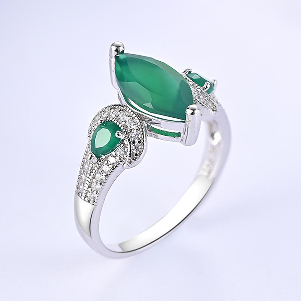 Unik sølvring med 2,1 ct grønn agat naturlige edelstener fine smykker for kvinner kone daglig bruk fin gave