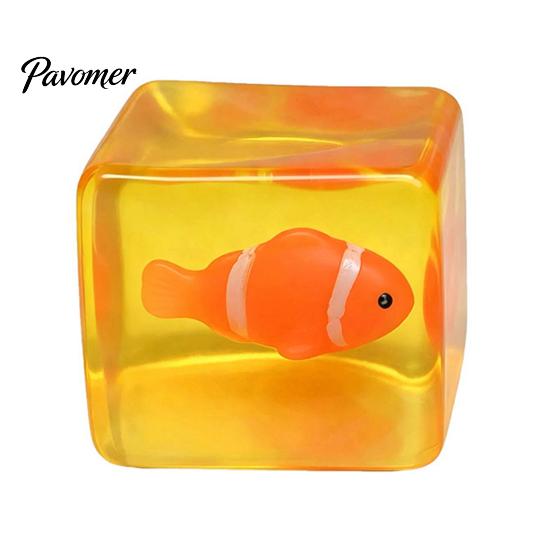 Adults Stress Relief Toys Glow-in-the-Dark Cube Toy, Squeeze Marine Animal Balls Sensory Clear with Luminous Sea Inside Transparent Toy
