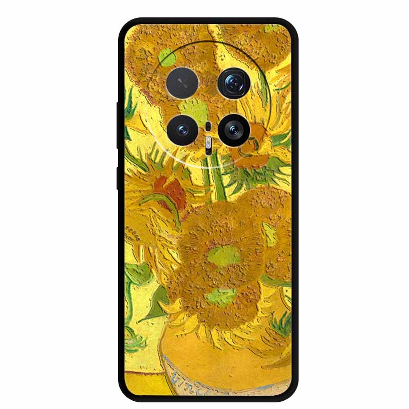 6.71" For Honor Magic8 Pro 5G Case 3D Emboss Relief Flower Black Silicone Soft Back Cover Case For Honor Magic 8 Pro Case Shells