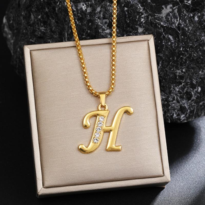 Nový 26 diamantový náhrdelník s anglickými písmeny pro muže a ženy, trendy a kreativní náhrdelník s přívěskem osázeným diamanty