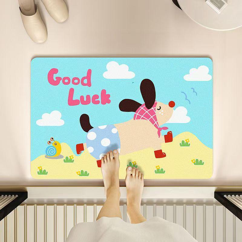 Cartoon Quick-Dry Diatomaceous Earth Bathroom Mat: Absorbent, Dirt-Resistant, Non-Slip 