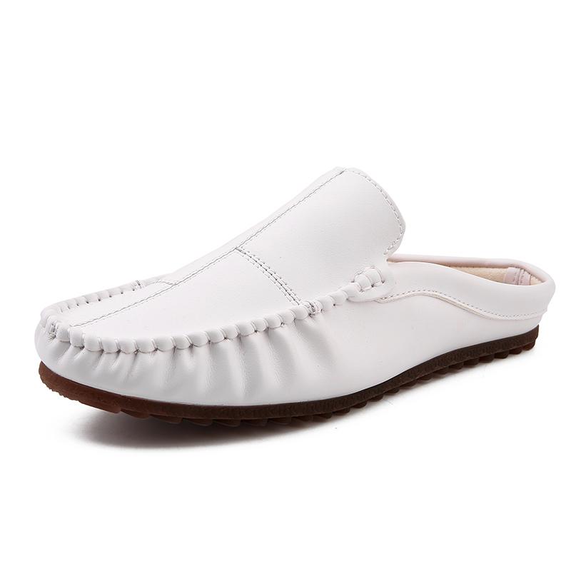 2026 Summer Semi Drag Casual Shoes Mules Men Backless Loafers Slippers Peas Shoes Slip On Flats Man Slides Sandals