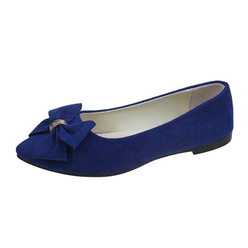 2025 Spring/Autumn Women's Bow Suede Loafers - British Style, Casual, Low-Cut, Plus Size