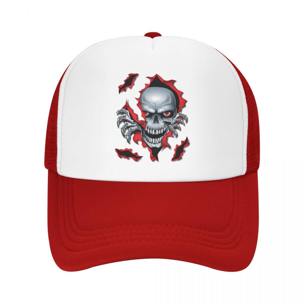 Fashion Unisex Rip Skull Trucker Hat Adult Gothic Skeleton Adjustable Baseball Cap for Unisex WoUnisex Sun Protection Snapback Caps