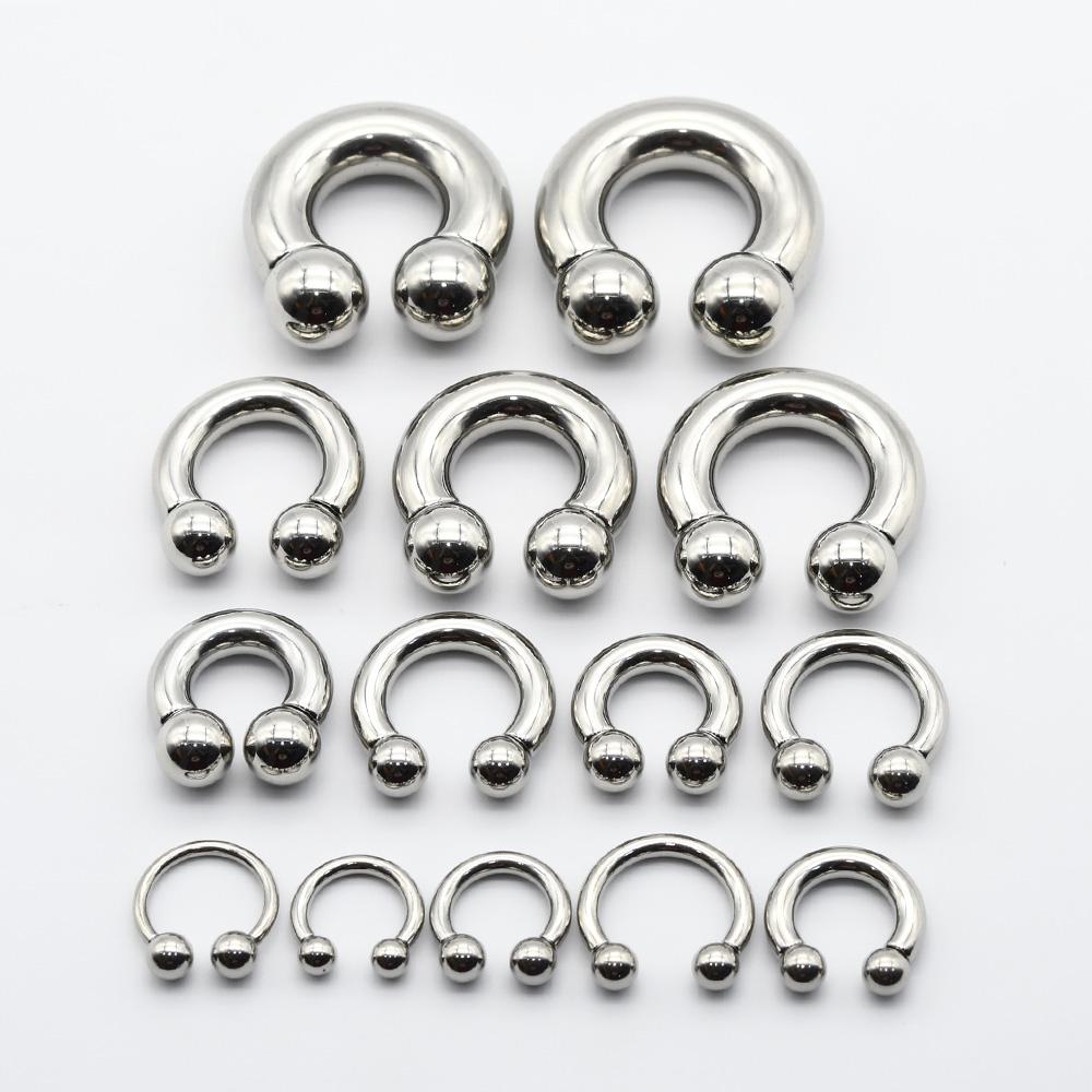 12G-00G Velký průměr Kruhový činkový kroužek z nerezové oceli s vnitřním závitem Piercing do nosu Septum Piercing Rozšiřovač Náušnice do laloku
