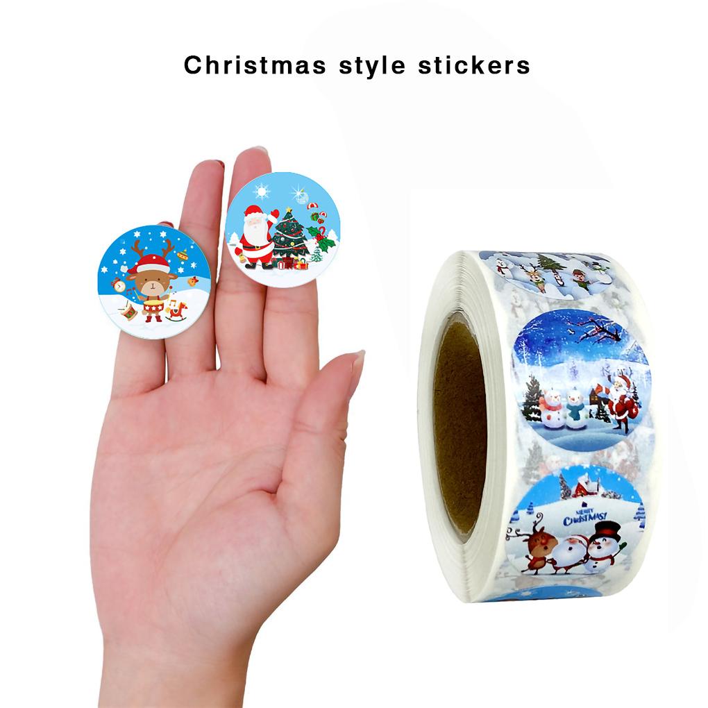 500 szt./rolka Świąteczna Naklejka Uszczelniająca do Torebek na Cukierki Etykieta na Torebkę z Prezentem Dekoracyjne Naklejki na Pudełko z Upominkami