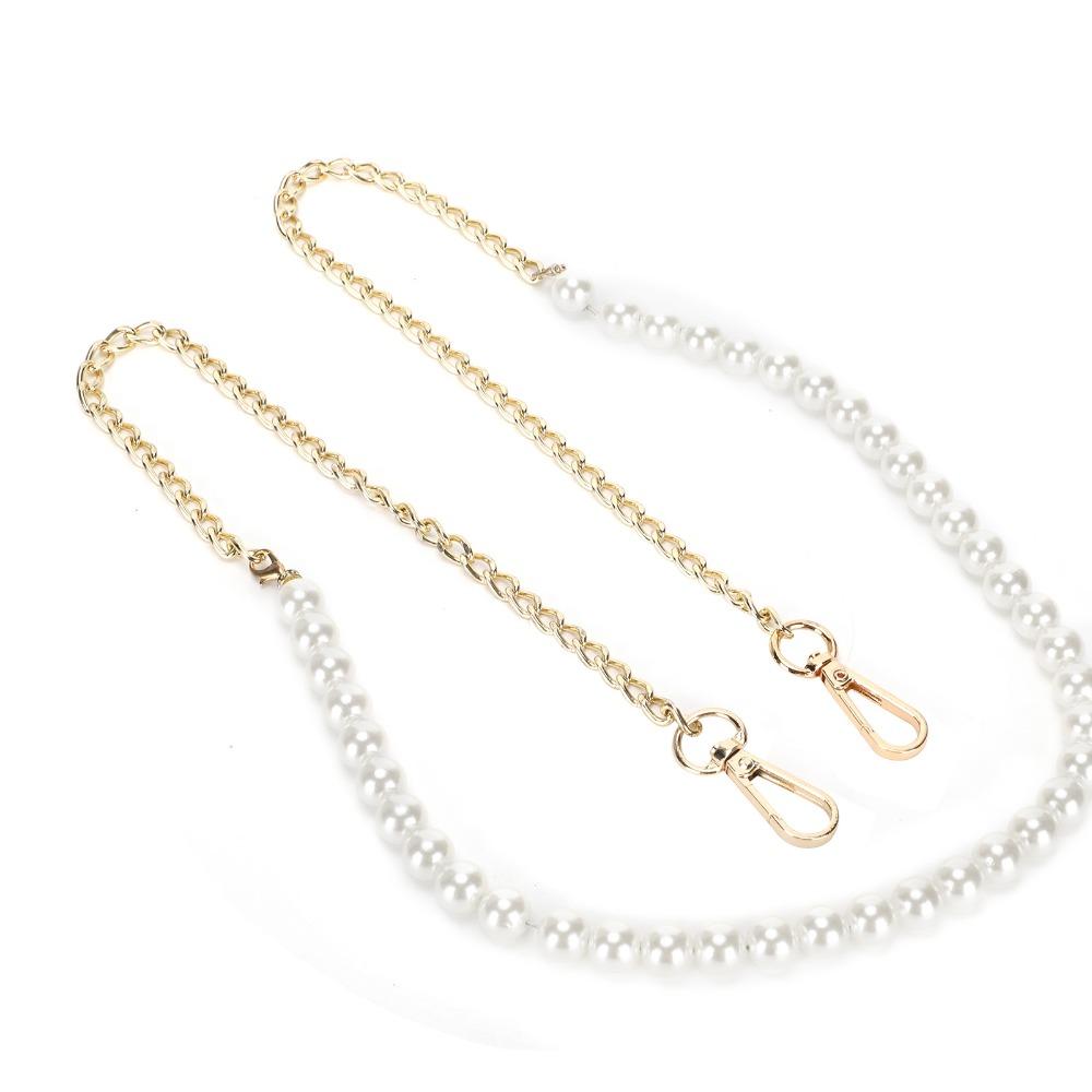 1pcs Metal Buckle Bag Strap Replacement Alloy Lobster Claw Clasps Imitation Pearl Chain For Handbag