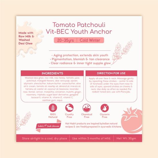 Nat Habit - Back To Natural Secrets Everyday Fresh Whipped Tomato Patchouli Vit-B E C Youth Anchor All Day Face Malai Cream  (20-35 Y) 30G
