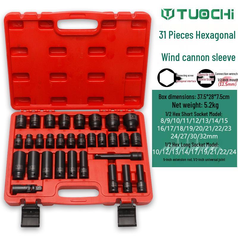 1/2  Pneumatic Socket Tire Wrench - Labor-Saving Extended Air Wrench with Thickened Hex Head, Industrial Grade