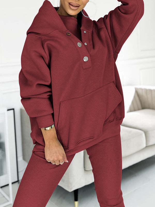 2024 Trendy Women's Sportswear: Hooded Sweatshirt, Ribbed Slim Vest, and Pants Set.