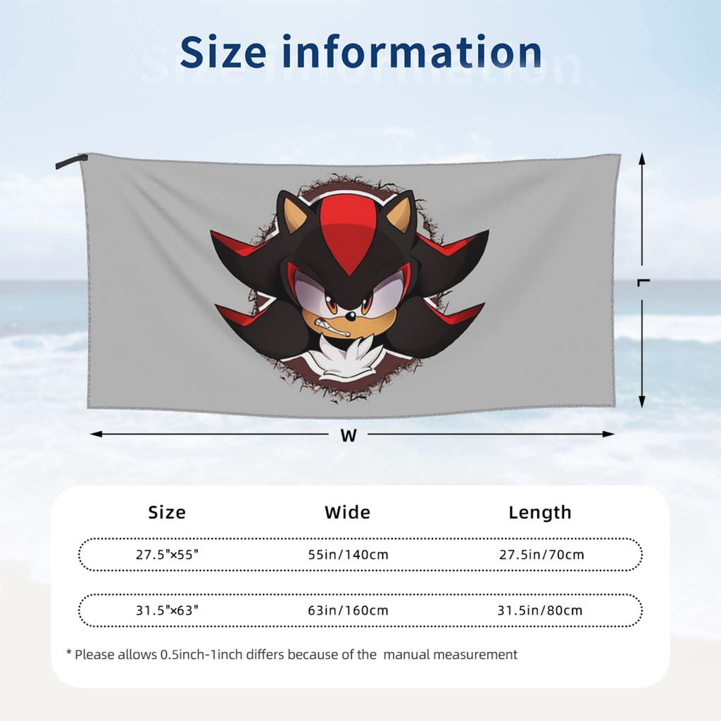 Shadow The Hedgehog Beach Towel Soft Microfiber Quick Dry Absorbent Quick Towels For Bath