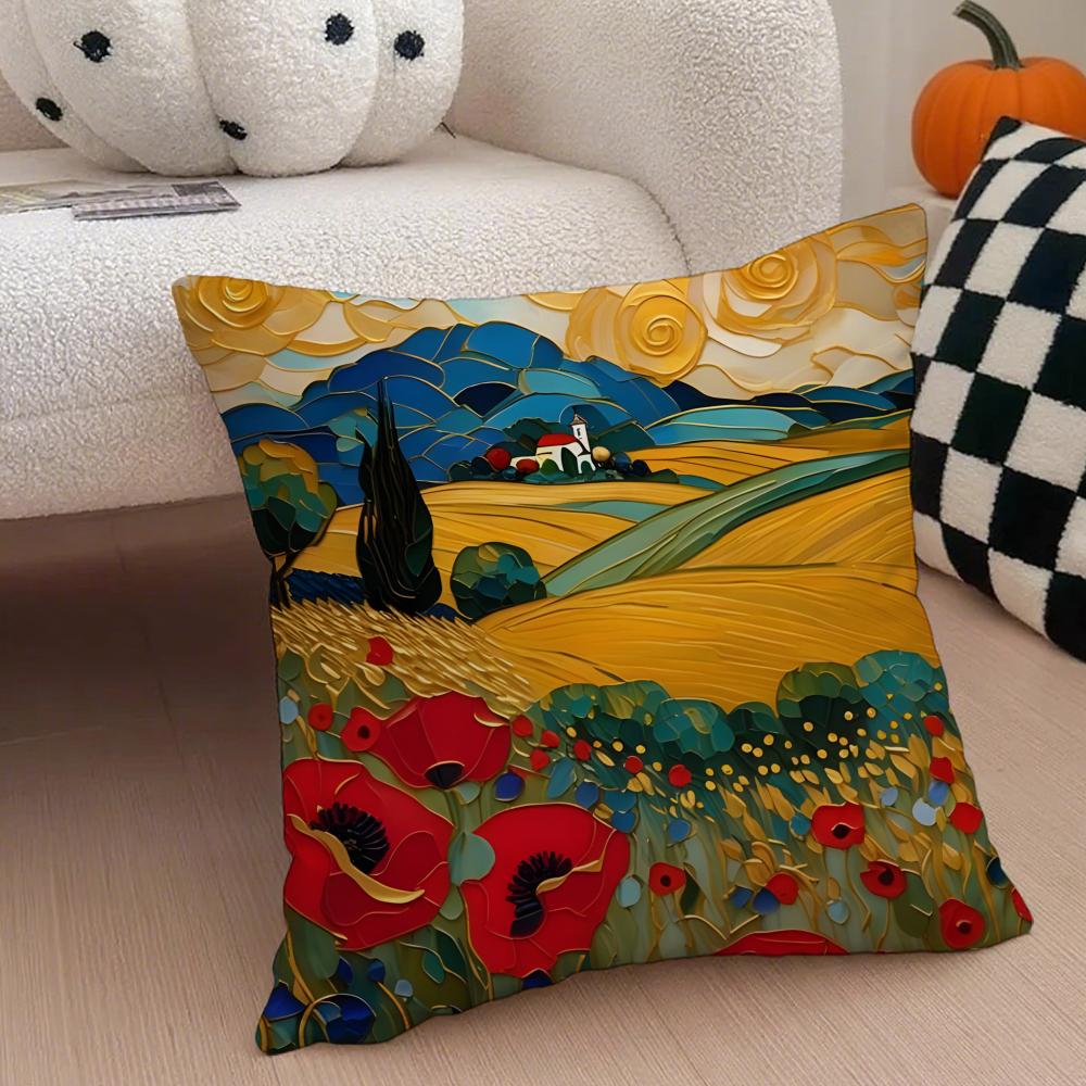 K-Klimt Kunst Meisterwerk Kissenbezug Überwurf Kissenbezug Versteckter Knopf Langlebiges Polyester Stuhlkissen
