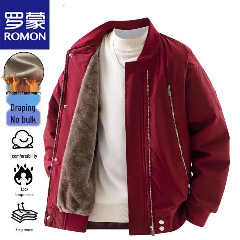 

Romon Men s Baseball Collar Casual Jacket M