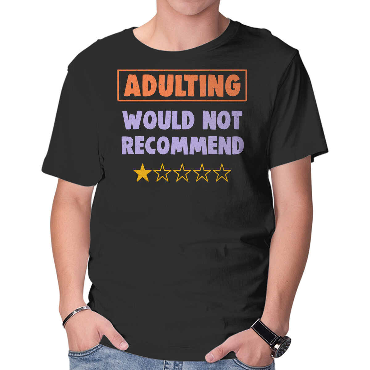 Unisex Crew Neck T-Shirt Adulting Would Not Recommend Graphic Short Sleeve Casual Tee M