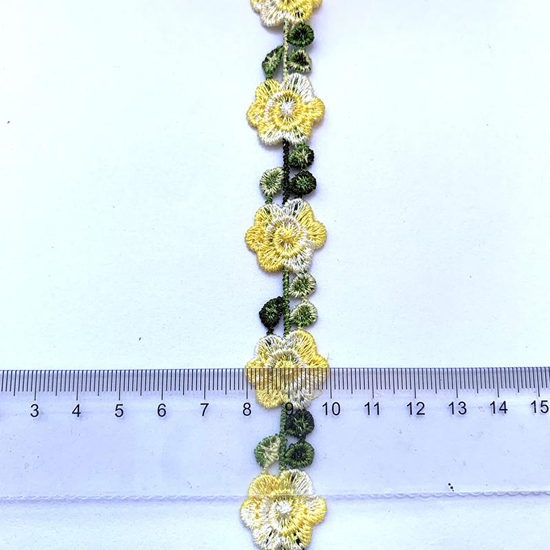 

2m/6.56ft Each Pack 2.0CM Wide Embroidery Laces Trims Flower Red Leaf Curtain Hat Sew Accessory handmade DIY Craft Decoration жовтий