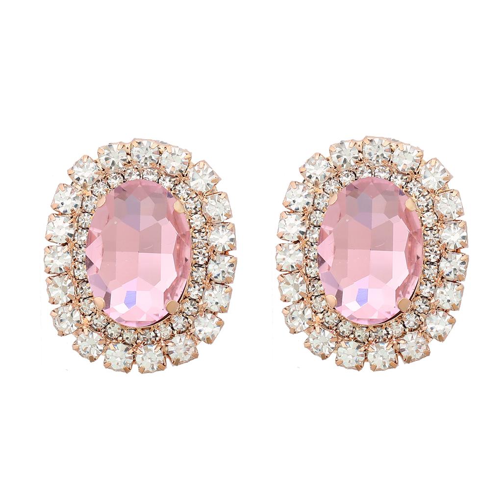 Spring 2024 New Metal Glass Rhinestone Heart Stud Earrings Engagement Party Luxury Jewelry Women's Elegant Shiny Accessories