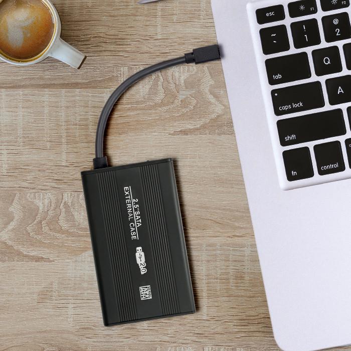 Qoltec Aluminiowa Obudowa/kieszeń Do Dysków HDD/SSD 2.5" SATA3 | USB 2.0 | Czarny