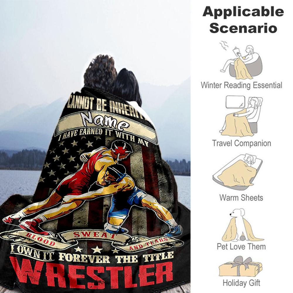 Wrestling1 Customize Text Blanket Multi-purpose Customizable Blanket Soft Warm Cozy Great for Office Chair Nap Sofa Living Room Four Seasons Universal