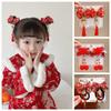 1Pairs Chinese Style Girl Baby Headwear Chinese New Year Hair Accessories Tassels New Year Holiday Accessories